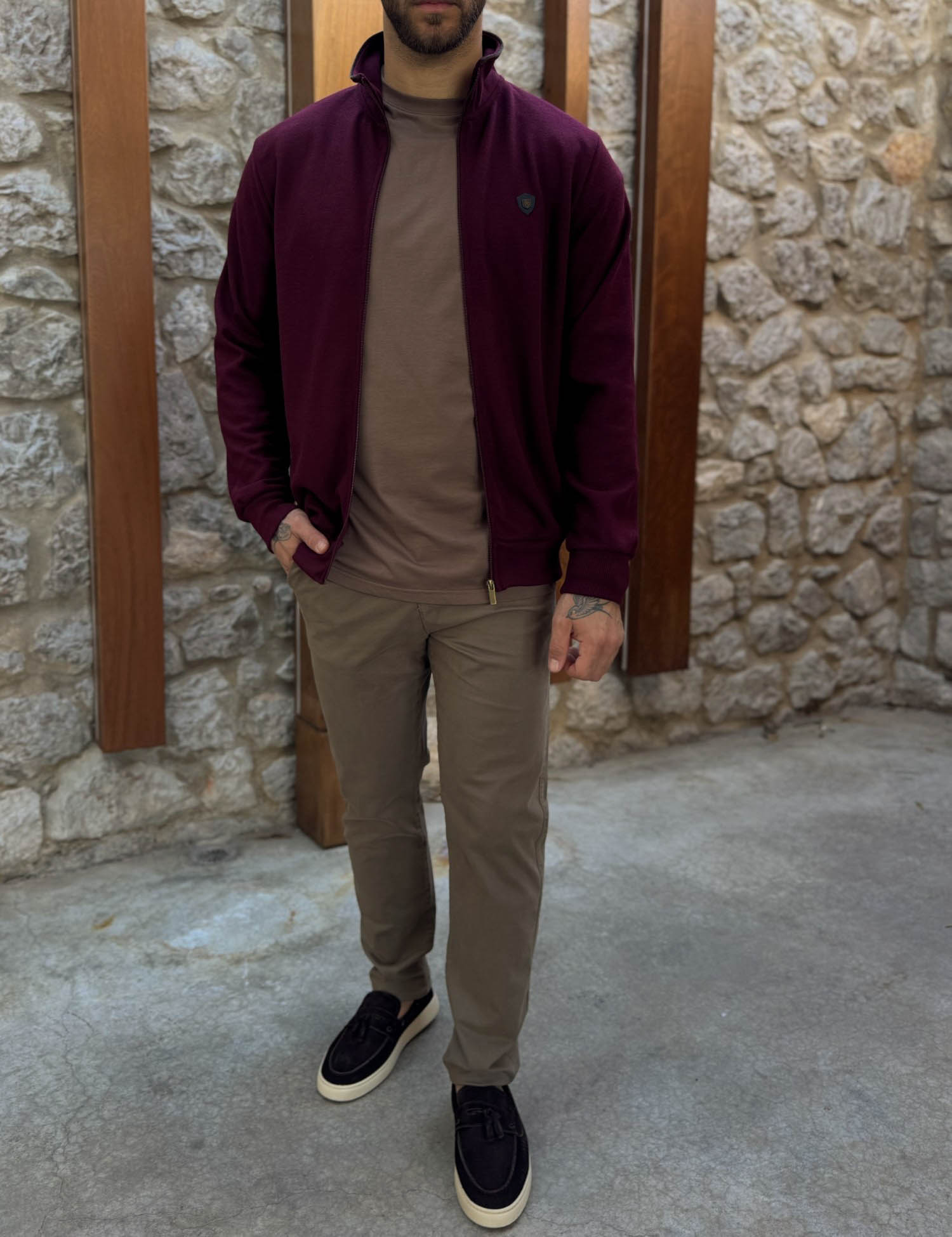 Everbest ανδρική Plus Size μπορντό ζακέτα με ριπ ύφασμα 261038B φωτογραφία